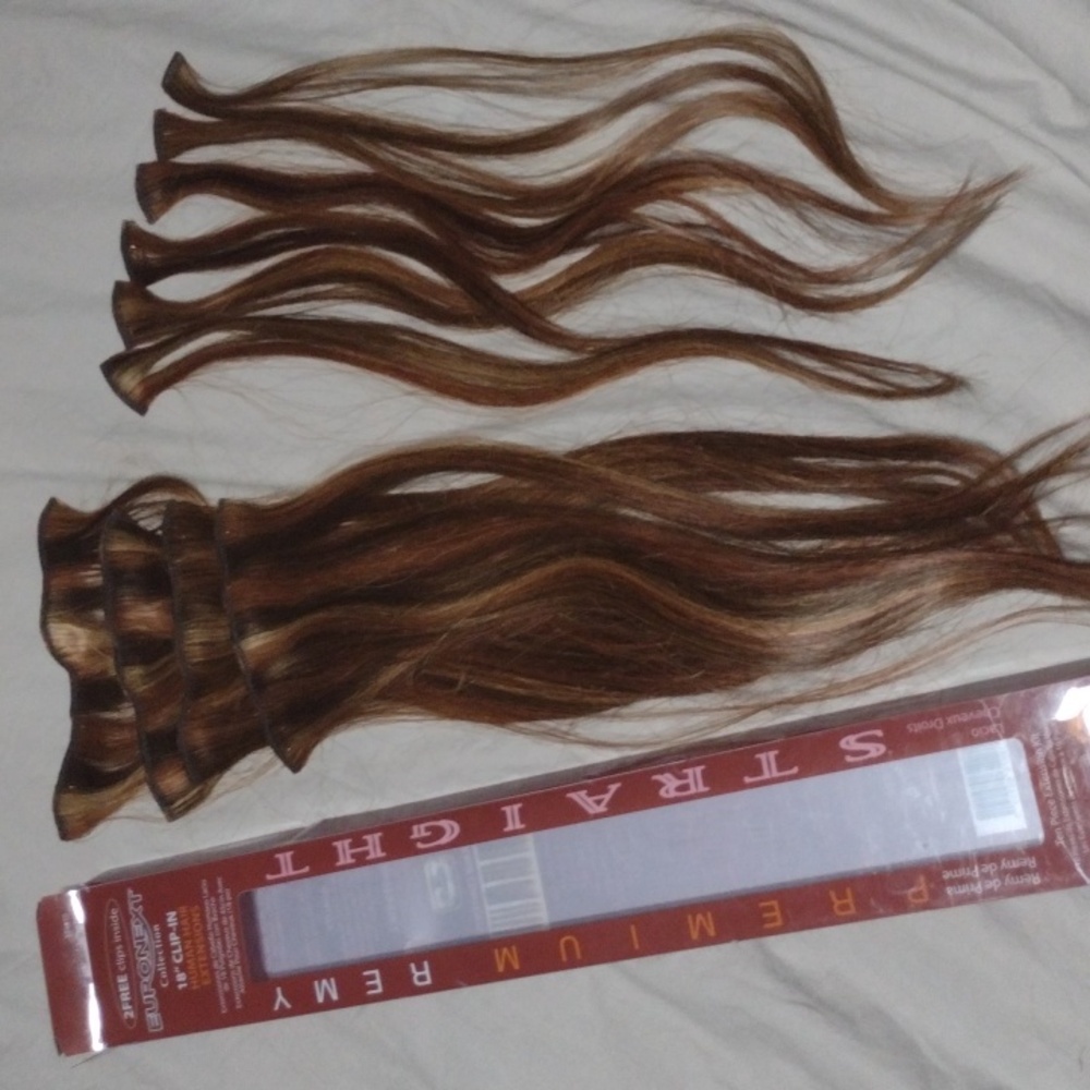 Euronext Remy Human Hair 18” Toffee Brown 10pc Clip In Extensions
